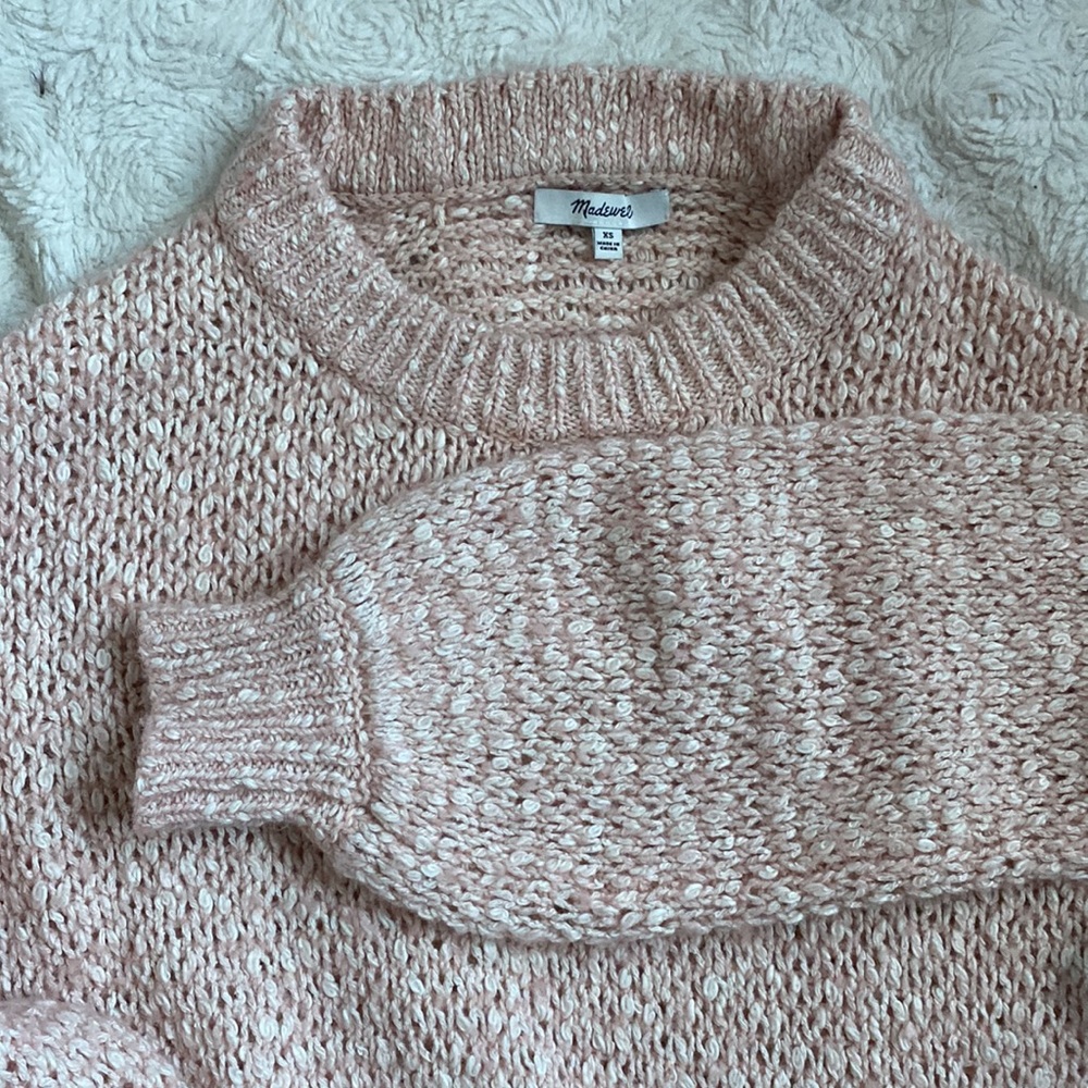 MADEWELL PINK BAEZ PULLOVER BALLOON SLEEVE SWEATER - Picture 9 of 9